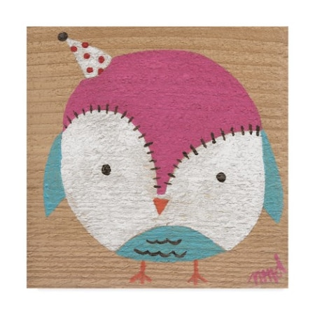 Nicole Dietz 'Owl Party Pink Blue' Canvas Art,18x18